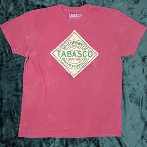 Tabasco T Shirt Men L Graphic Logo McIlhenny Avery Island Hot Sauce Red